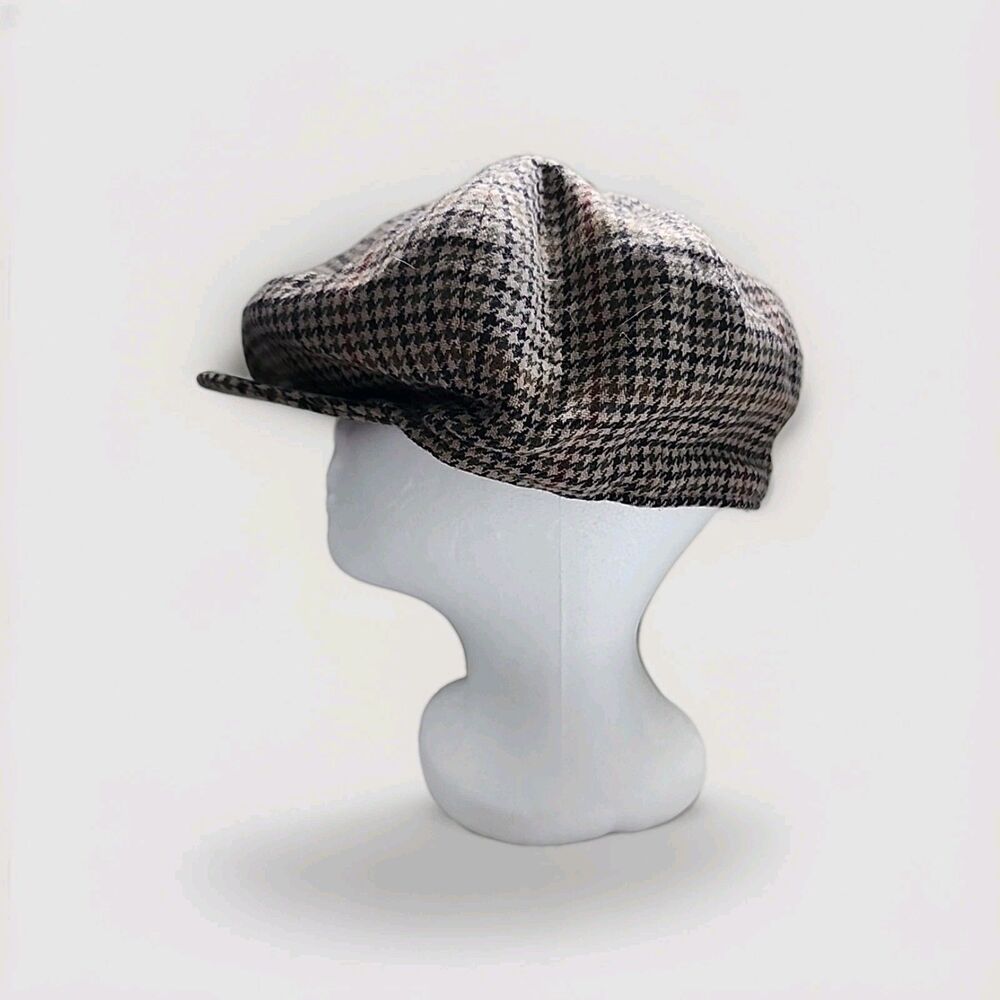 Harrison's Pageboy Cap Wool Classic 8 Panel Vintage Gatsby Cabbie Houndstooth